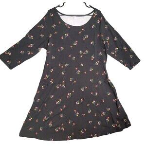 Old Navy Women's Black Floral Dress  Stretchy Plus Size Farmhouse Chic Cottage